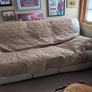 Quilted Faux Suede Tan Loveseat Cover